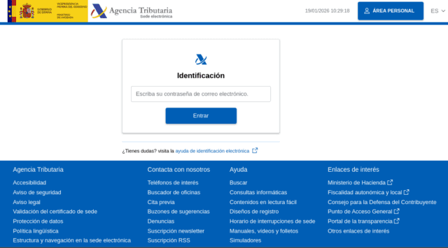 Página fraudulenta de la Agencia Tributaria